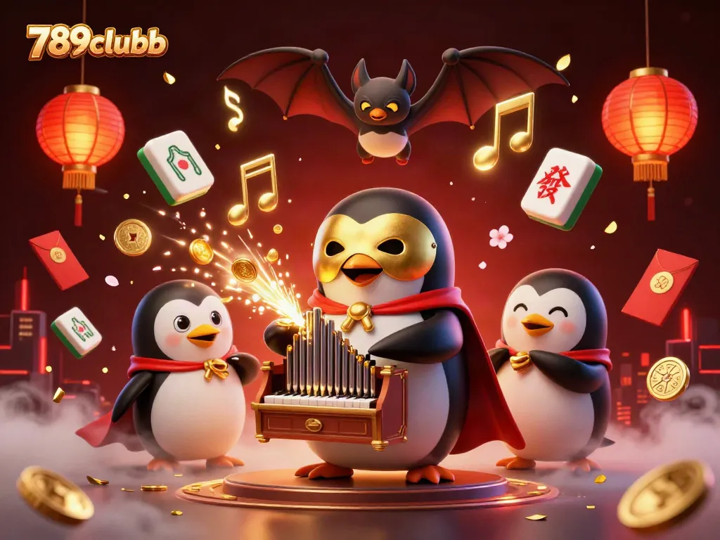 Engage with winning strategies on 789clubb, featuring vibrant casino elements and a classic penguin theme.