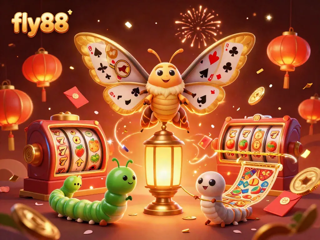 Engage with fly88 as a vibrant online casino universe full of slots and festive elements.