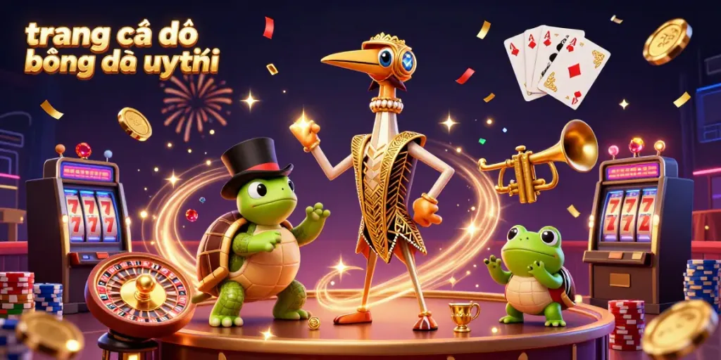 Explore top gambling strategies with the engaging scene of trang cá độ bóng đá uy tín showcasing fun elements like coins and a roulette wheel.