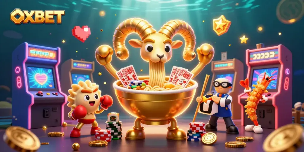 Experience OXBET excitement with a vibrant 3D casino scene featuring dynamic characters and gameplay elements.