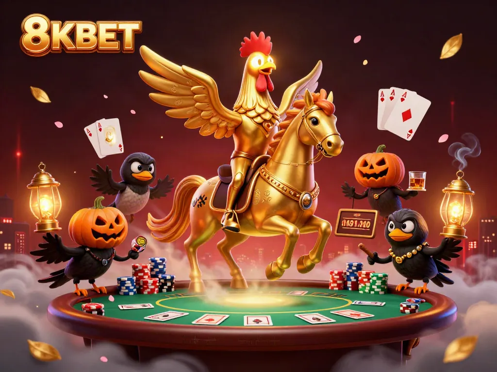 Engage in thrilling gaming experiences at 8KBET with an enchanting casino scene blending fantasy and excitement.