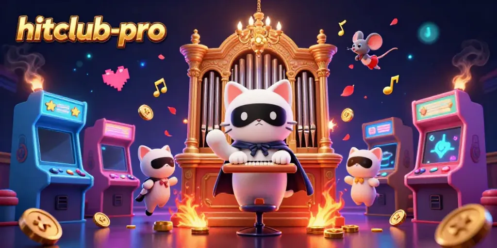 Experience thrilling games with hitclub-pro, featuring a whimsical casino scene with vibrant characters and elements.