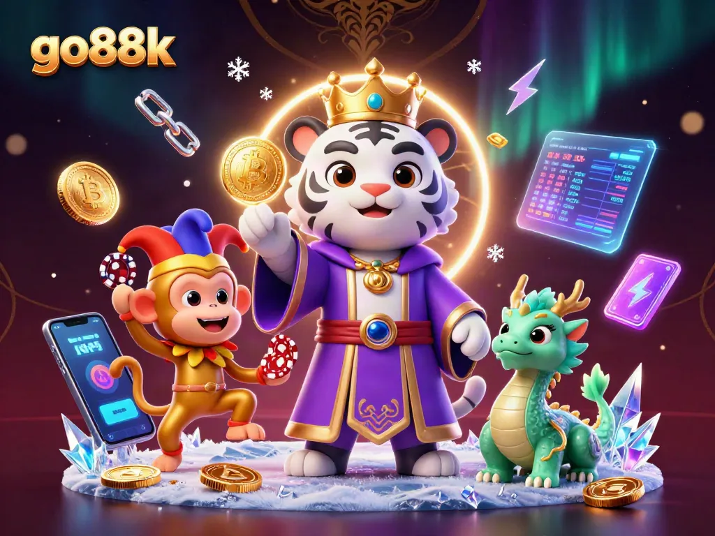 Engage with go88k as elegant characters play in a vibrant digital casino scene.