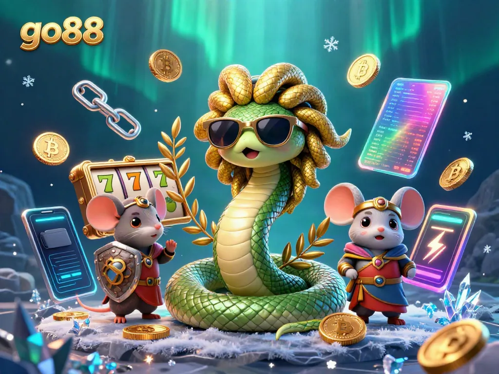 Engage with go88 in this exciting 3D casino illustration showcasing vibrant games and crypto elements.
