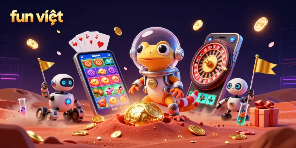 Experience fun việt at a vibrant Martian casino with aliens and dynamic gaming elements.