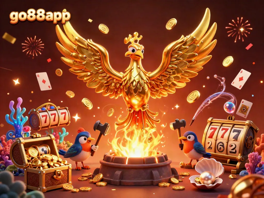 Experience the thrilling adventure of go88app with a molten phoenix and dynamic casino elements.