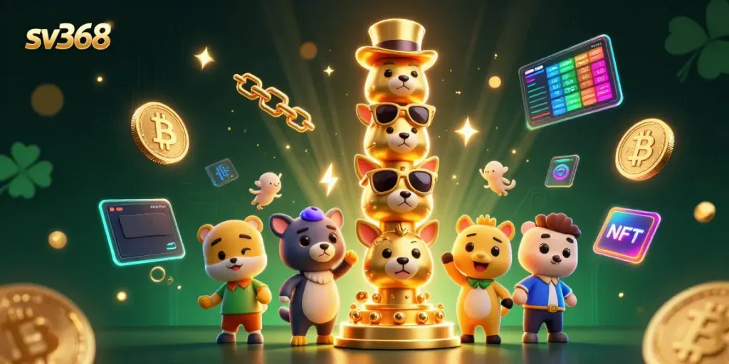 Engage in thrilling gambling at sv368 with vibrant 3D casino-themed illustrations.
