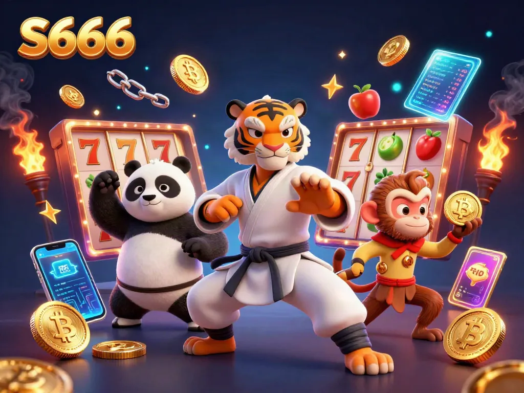 Spinning the slot reels for a chance to win at S666, with vibrant game elements and captivating characters.