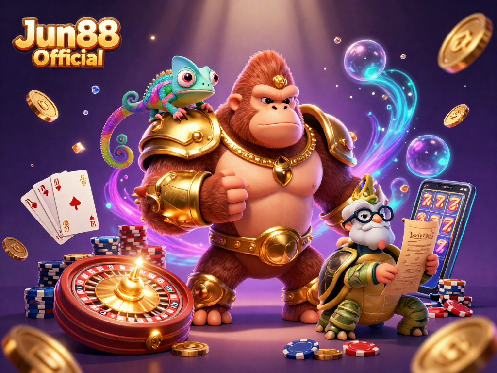 Engage in exciting adventures with Jun88 Official featuring casino elements and dynamic characters.
