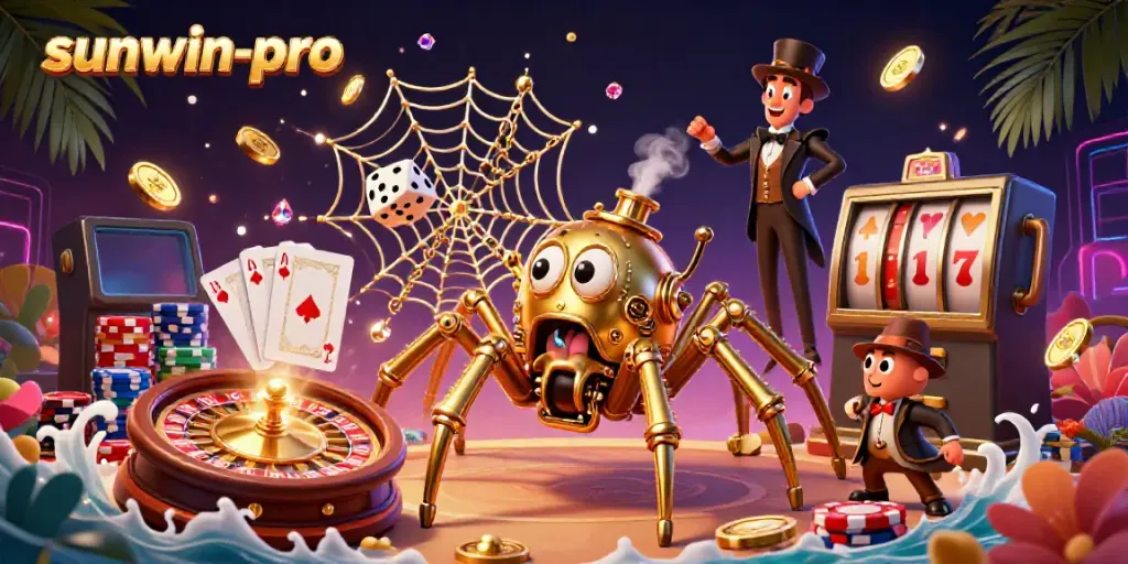 Spin the roulette and win with sunwin-pro in a vibrant 3D casino scene full of excitement.
