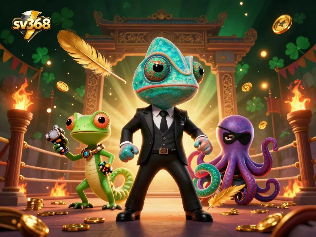 Experience the excitement of sv368 with dynamic 3D characters in a vibrant casino setting.