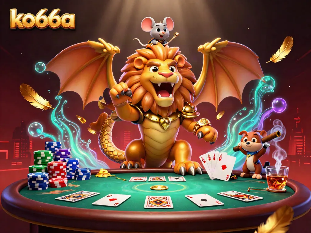 Engage in thrilling poker action with ko66a as a golden chimera and mouse jockey dominate the scene.