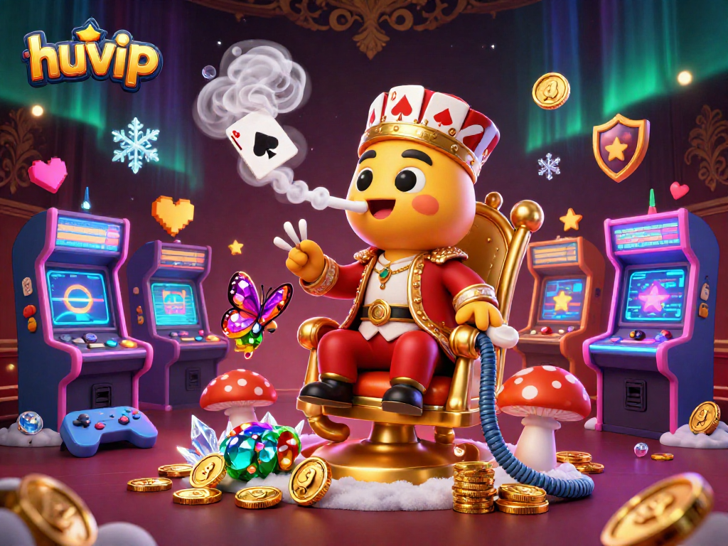 Experience the thrill of huvip with captivating casino elements and a magical character scene.