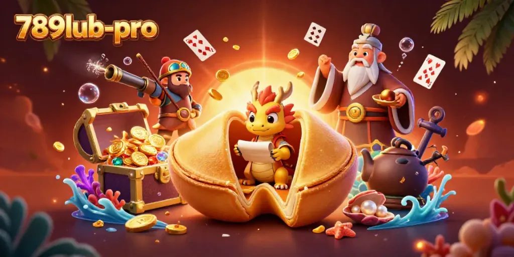 Unlock fortunes at 789lub-pro with a mystical dragon and golden treasures in this vibrant casino scene.