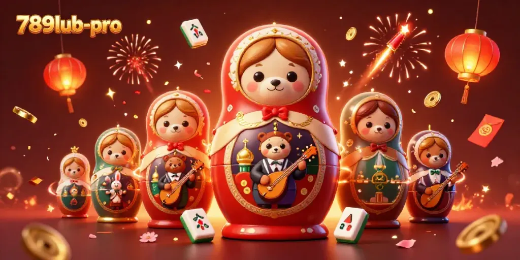 Engage in exciting gaming with 789lub-pro, featuring a vibrant scene of casino elements and cheerful characters.