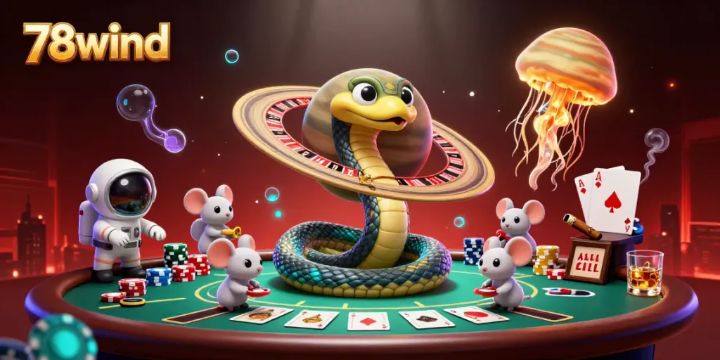 Experience thrilling bets at 78wind with a cosmic roulette adventure and vibrant casino elements.
