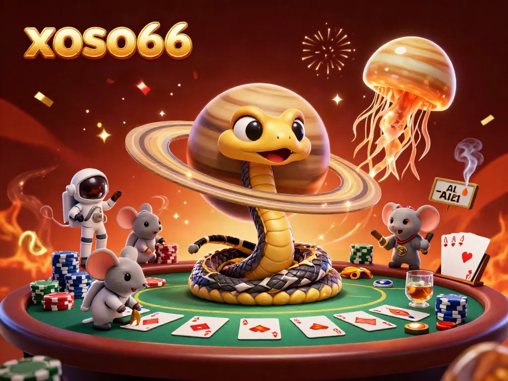 Experience the thrill of betting at xoso66 in a vibrant cosmic casino featuring dynamic characters and rich visuals.