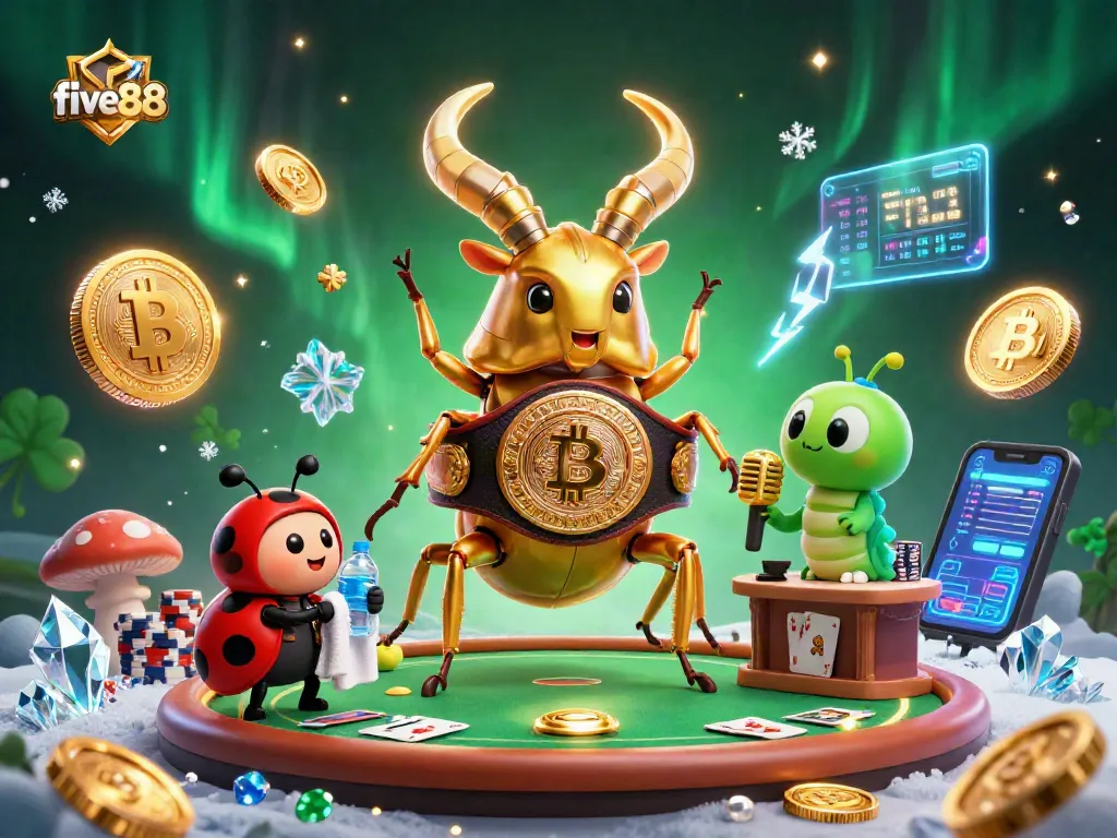 Engage in winning strategies at five88 casino with dynamic poker elements and glowing crypto coins.