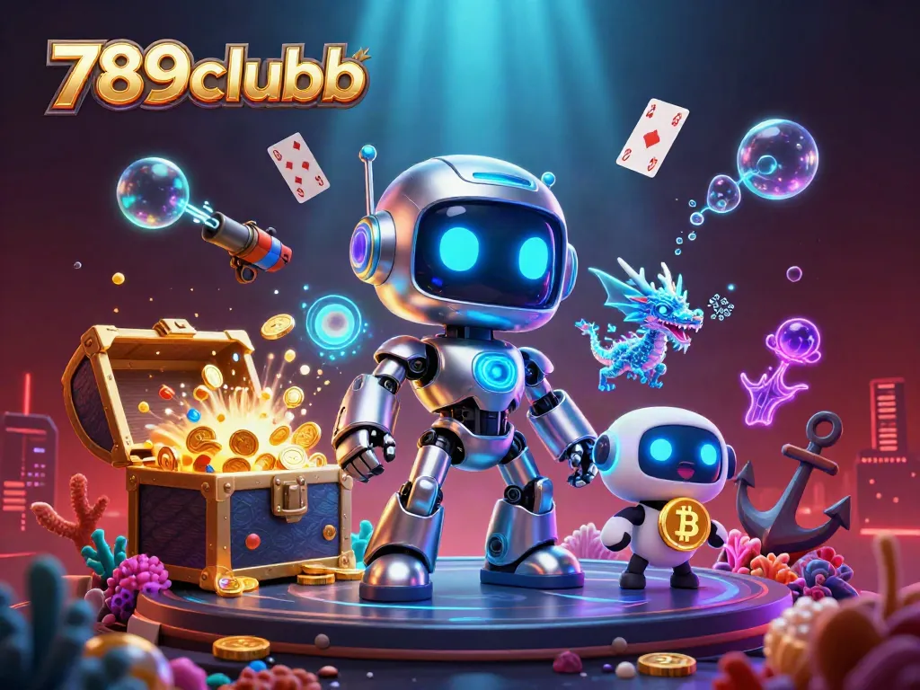 Engage with 789clubb's vibrant online gaming world, featuring exciting treasures and crypto-inspired visuals.