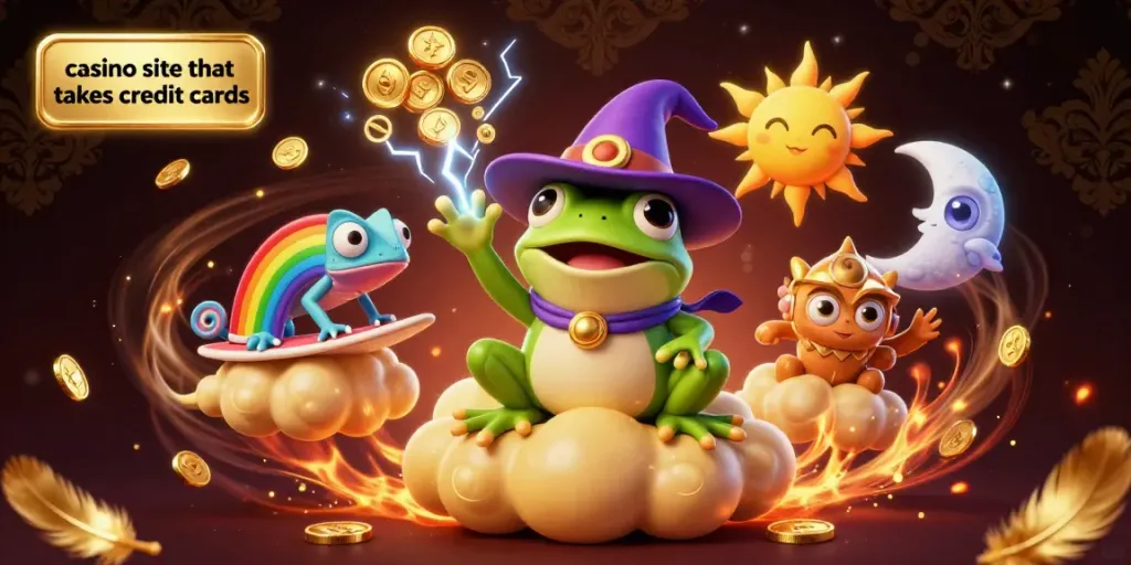 Experience excitement at a casino site that takes credit cards with vibrant characters creating a thrilling scene.