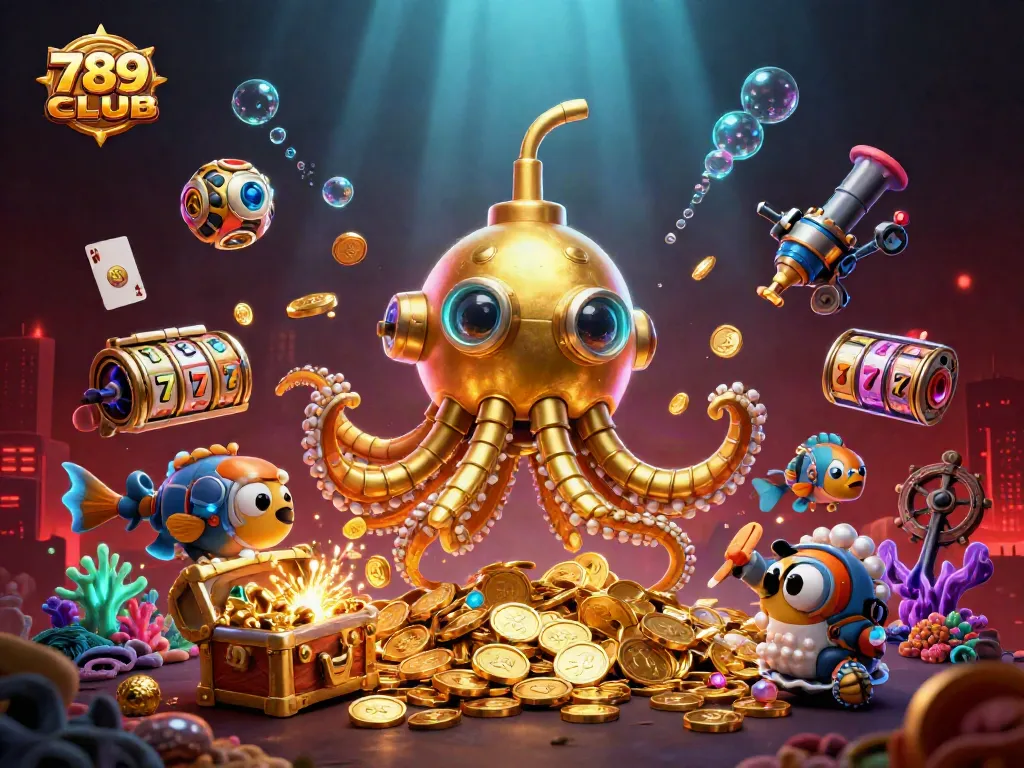 Play to win at 789CLUB's vibrant sea of slots, where the golden kraken meets fortune.